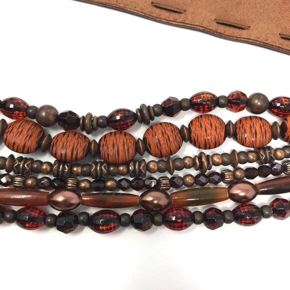 Suzi Roher Artisan Leather Belt With Beaded Accent & Vintage Copper Buckle Med P main image 5